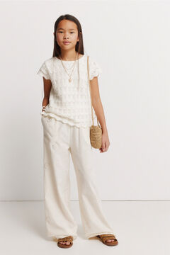 Springfield Kids Pantal&oacute;n fluido con bordados ni&ntilde;a