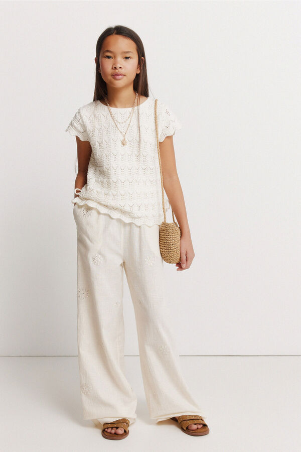 Springfield Kids Fluid embroidered girl's trousers nude