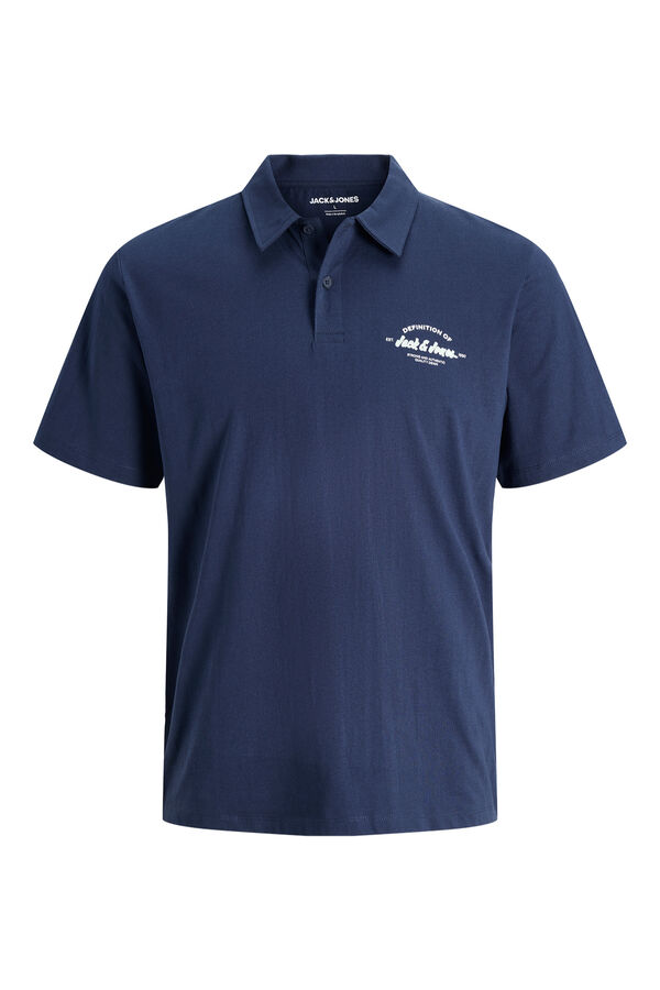 Jack & Jones PLUS Plain cotton regular fit polo shirt blue