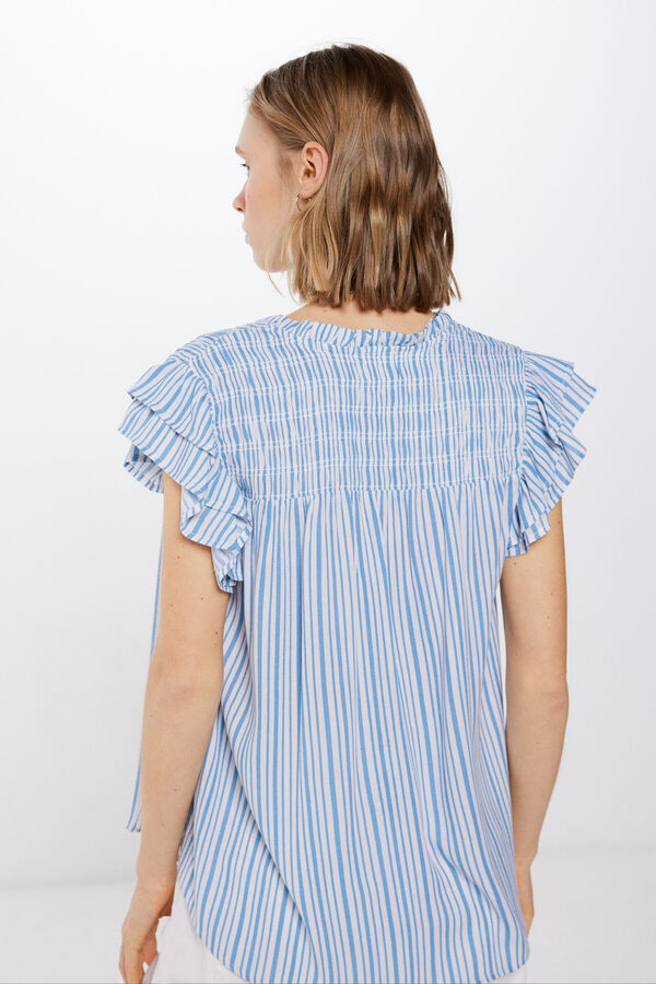Springfield Smocked cheesecloth blouse blue