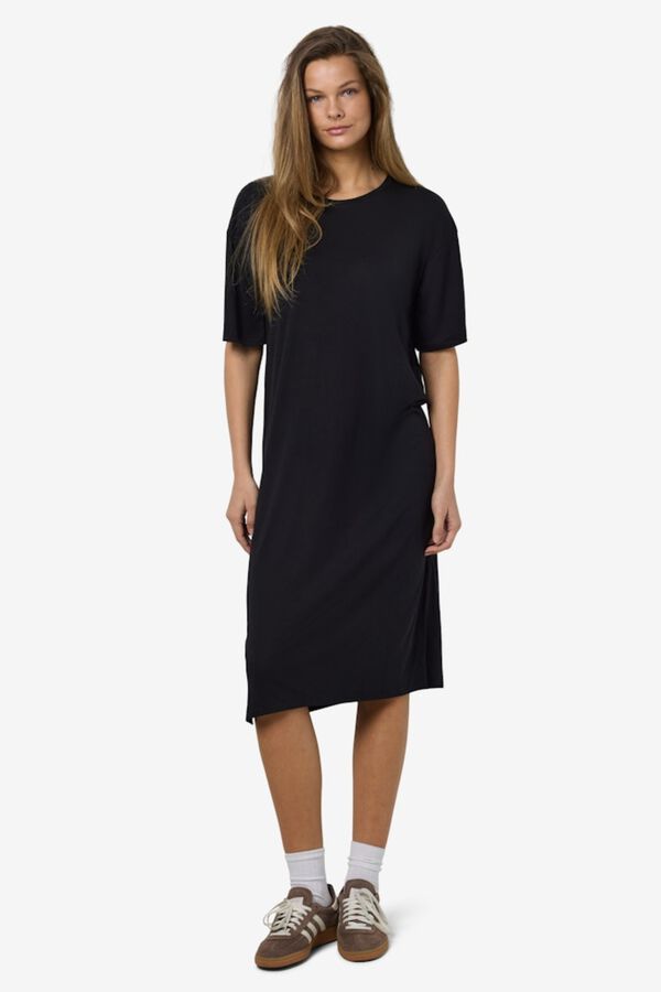 Noisy May Short sleeve T-shirt style midi dress white