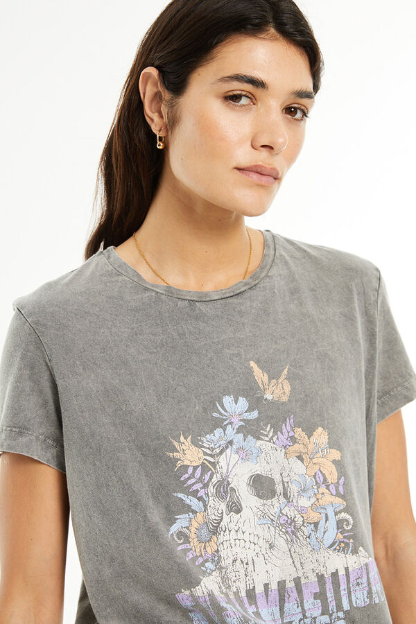 System Action T-shirt posicional de caveira cinzento