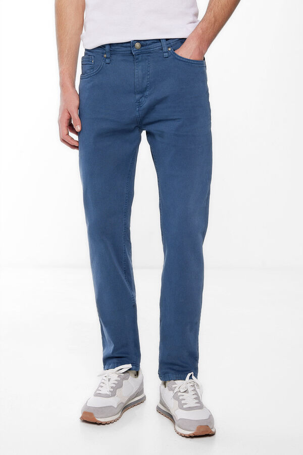 Springfield Pantalon 5 poches couleur slim lavé bleu