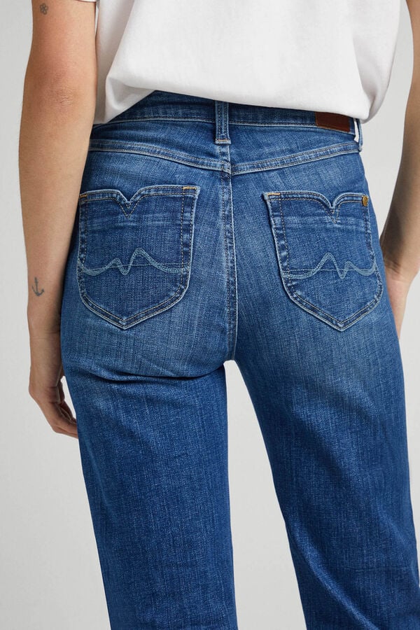 Springfield Jeans flare tiro alto azul medio