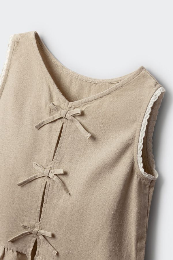 Springfield Kids Linen top with ties for girls grey