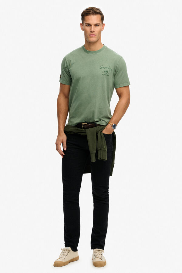 Superdry T-shirt de manga curta com estampado japon&ecirc;s nas costas bege