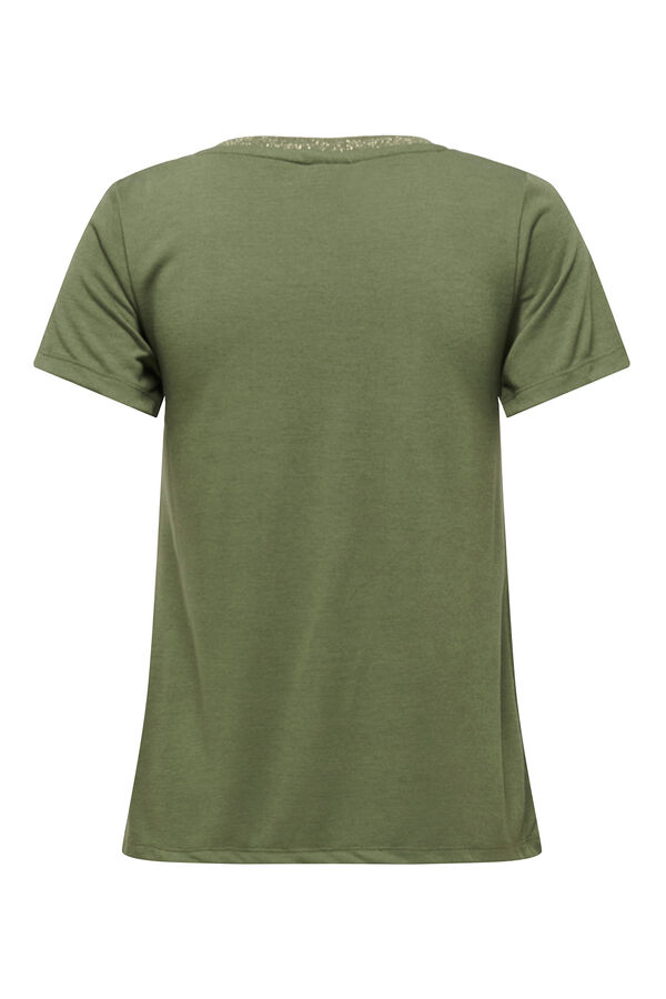 JDY Camiseta manga corta lurex verde