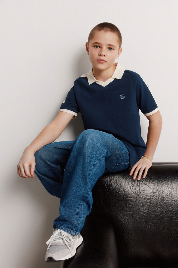 Springfield Kids Dečija krojena i &scaron;ivena majica polo Plava