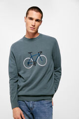 Springfield Kerékpármintás pulóver kék