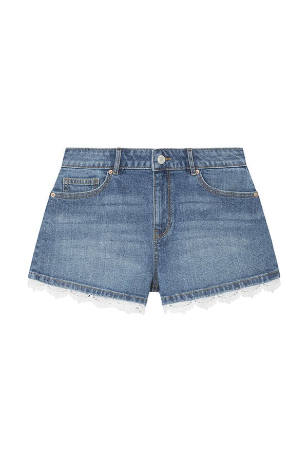 Springfield Denim shorts with lace steel blue