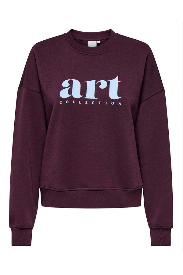 Only Sudadera texto frontal burdeos