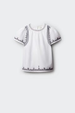 Springfield Kids Blusa blanca bordados ni&ntilde;a