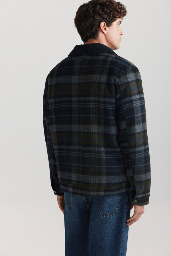Springfield Wool blend plaid jacket blue