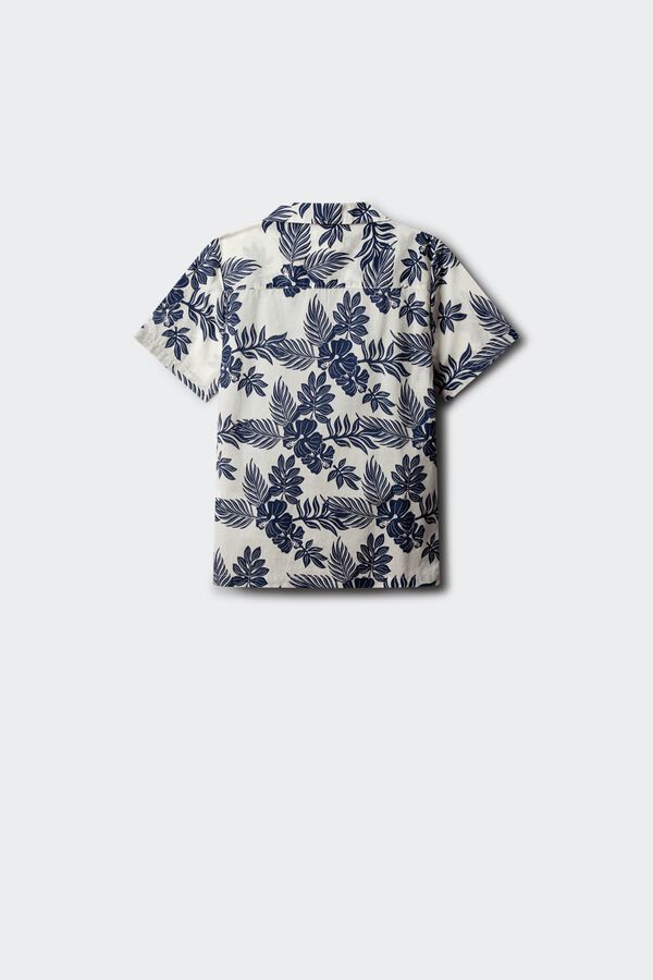 Springfield Kids Camisa de manga curta com flores azul para menino bege