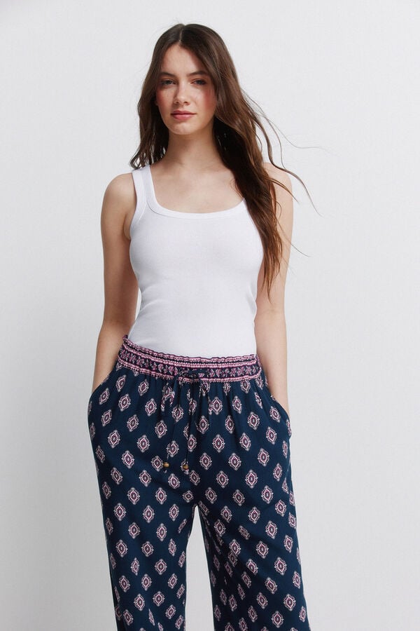Springfield Pantal&oacute;n fluido estampado azul