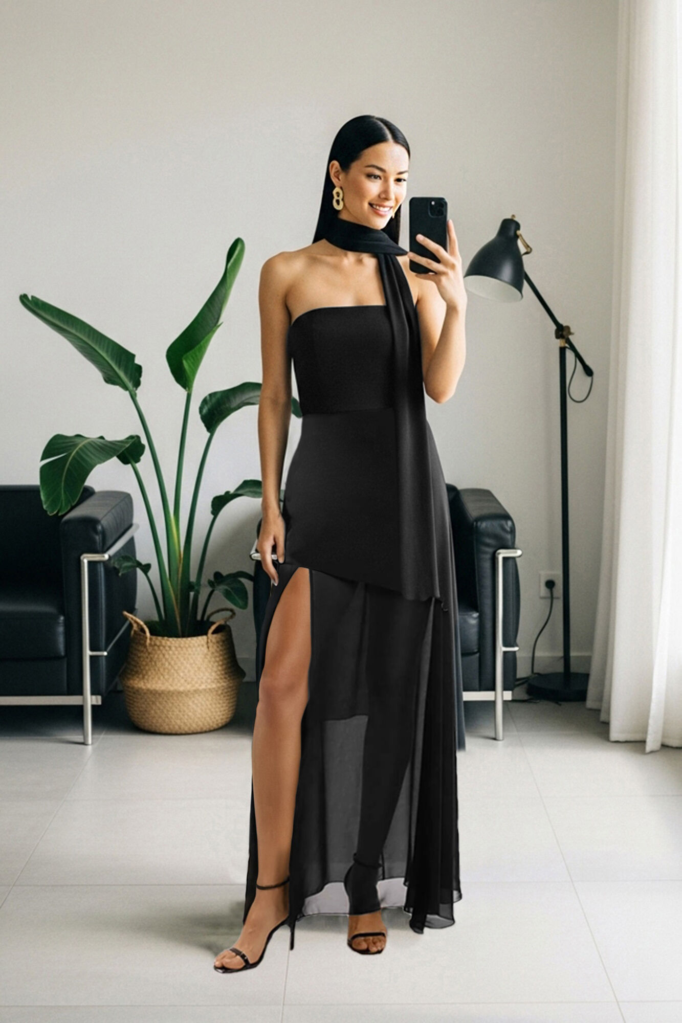 long black dress with shawl