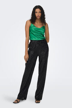 Springfield Wide-leg sequinned trousers black