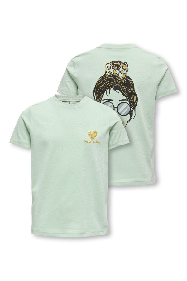 Only Girls Camiseta de manga corta con estampado frontal verde