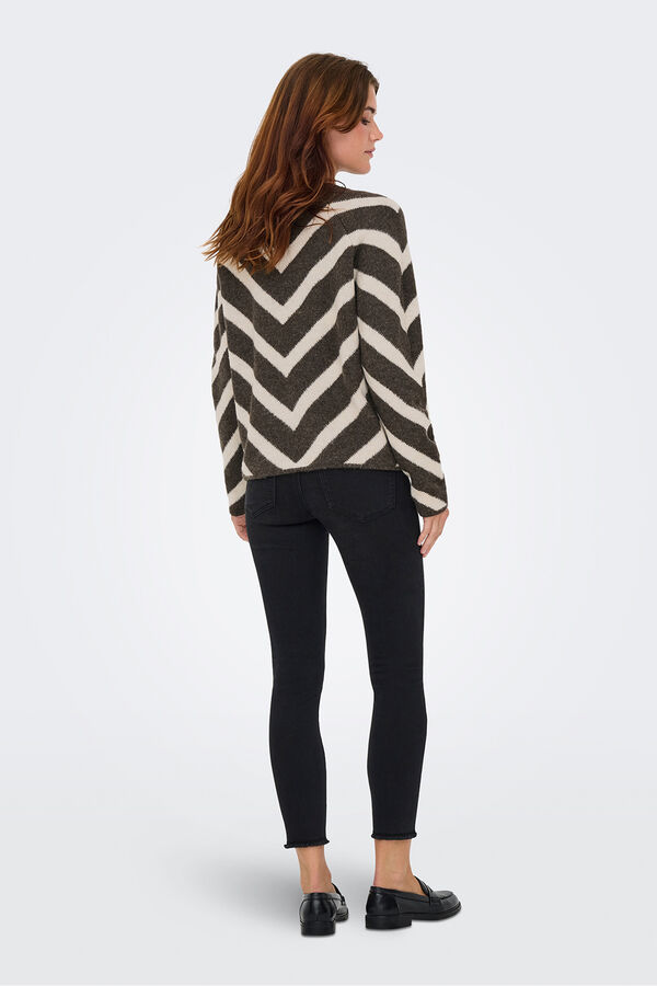 Only Camisola com estampado geométrica castanho