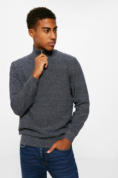 Springfield Twisted-knit jumper with zipped neck navy