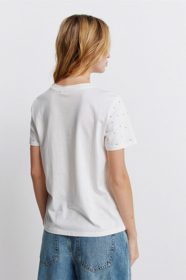 Springfield Studded short sleeve T-shirt beige