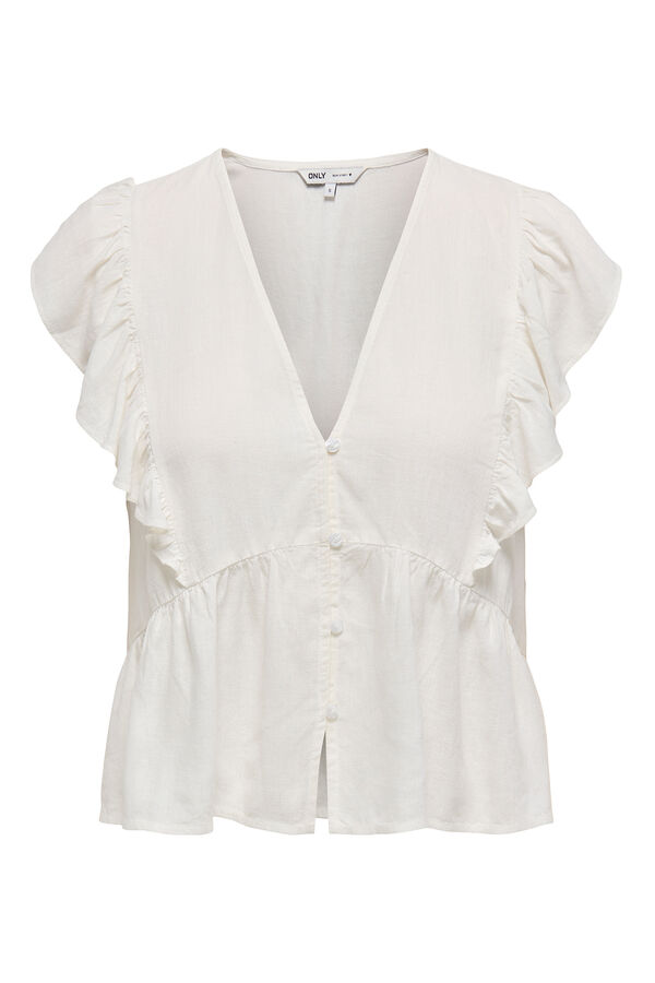 Only Blusa regular fit de lino blanco