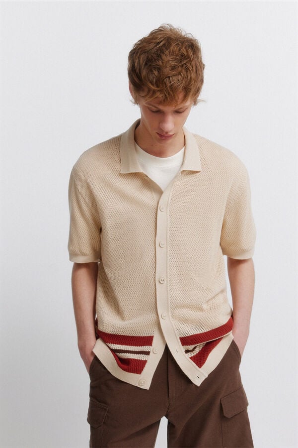 Springfield Striped structure cardigan grey