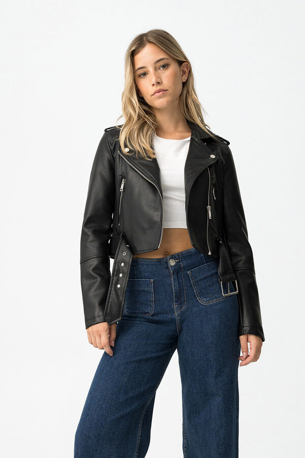 Tiffosi Young Slim fit biker jacket Crna