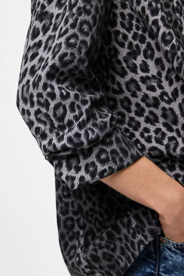 Pieces Printed three-quarter sleeve blazer grey