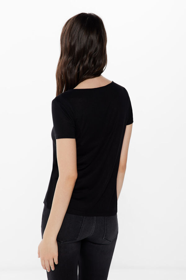 Springfield T-shirt Decote Bico Lace preto