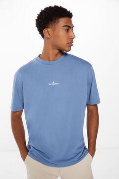 Springfield T-shirt délavé logo bleu indigo
