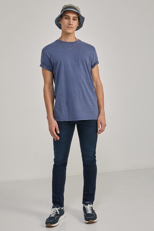 Springfield Washed dark blue slim fit jeans mallow