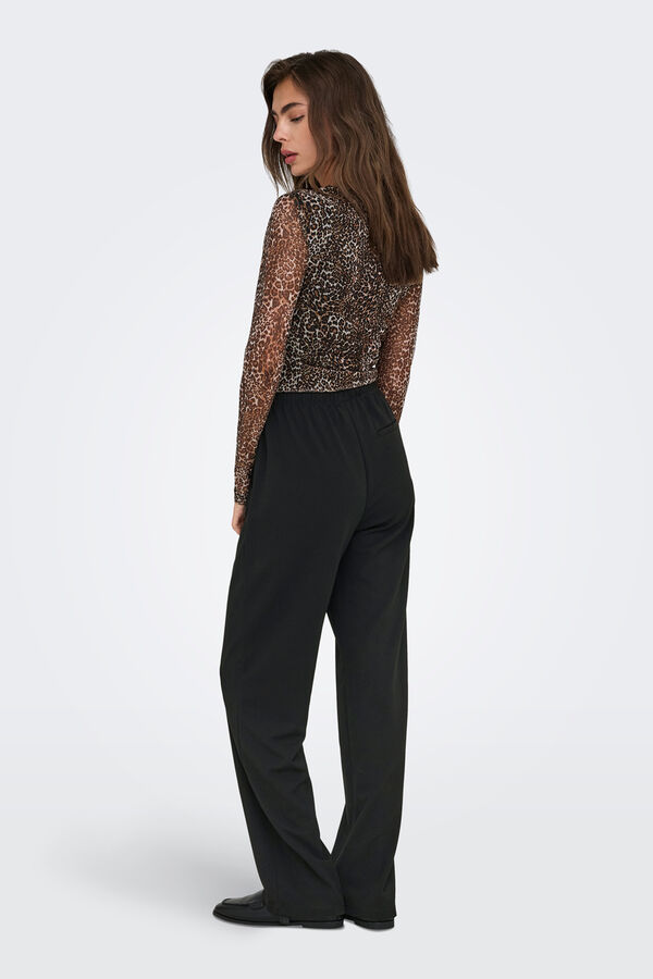 JDY Pantalón recto fluido negro