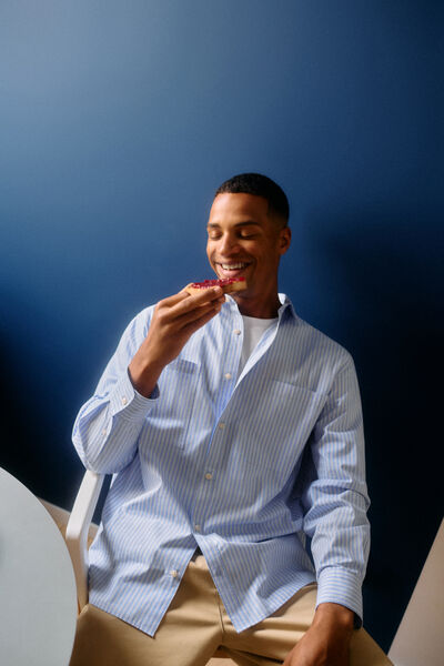 Springfield Oversized striped poplin shirt blue