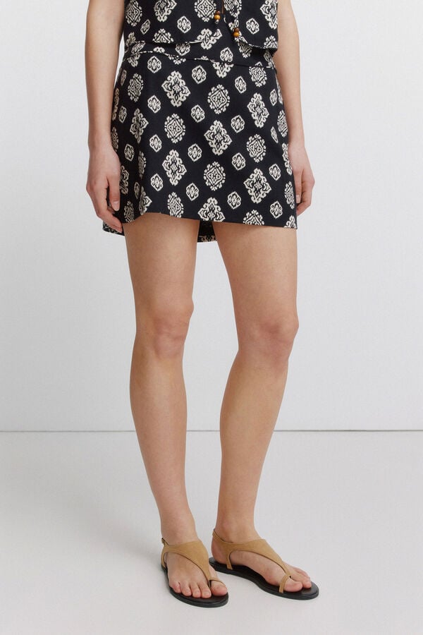 Springfield Ethnic print short skirt black