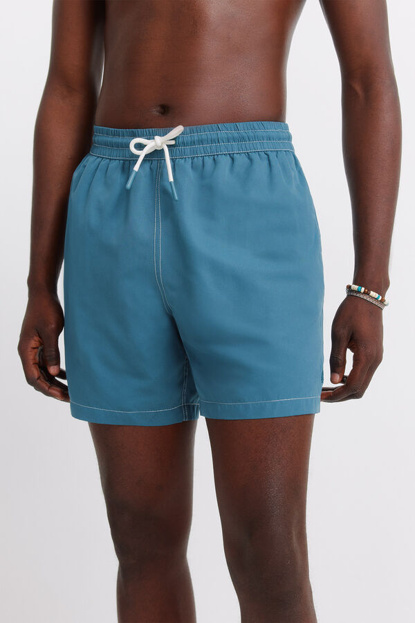 Springfield Maillot de bain uni &agrave; contrastes bleu