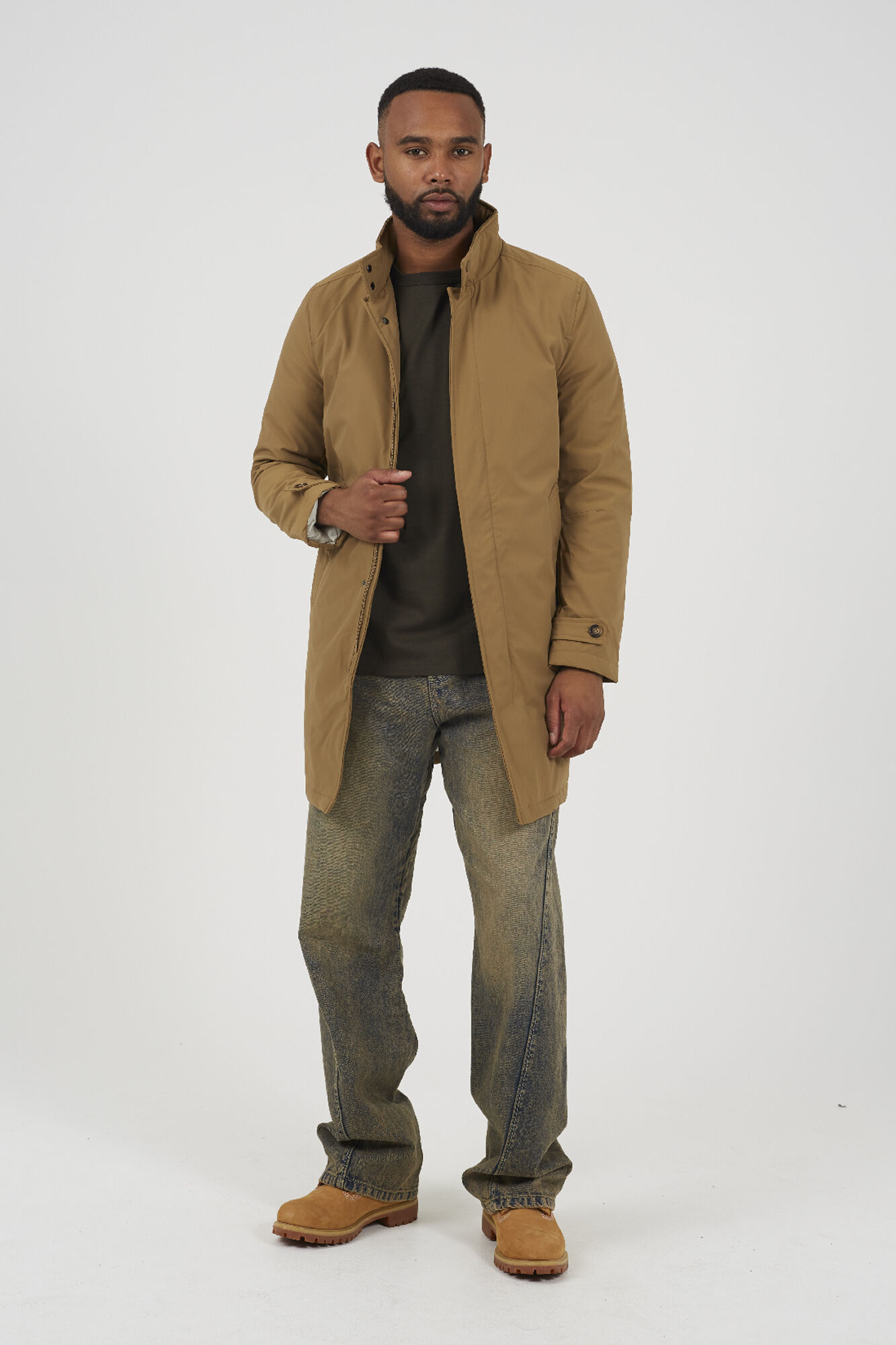 Brave Soul Parka longa com fecho de fecho-&eacute;clair