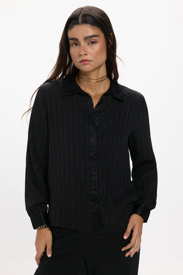 JDY Hemd lange fließende Ärmel Schwarz
