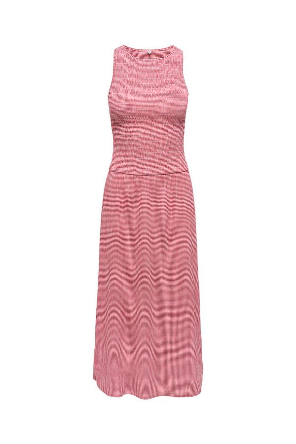 Only Vestido largo cuadros vichy rojo