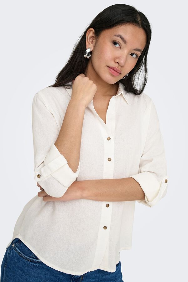 Only Camisa de lino blanco