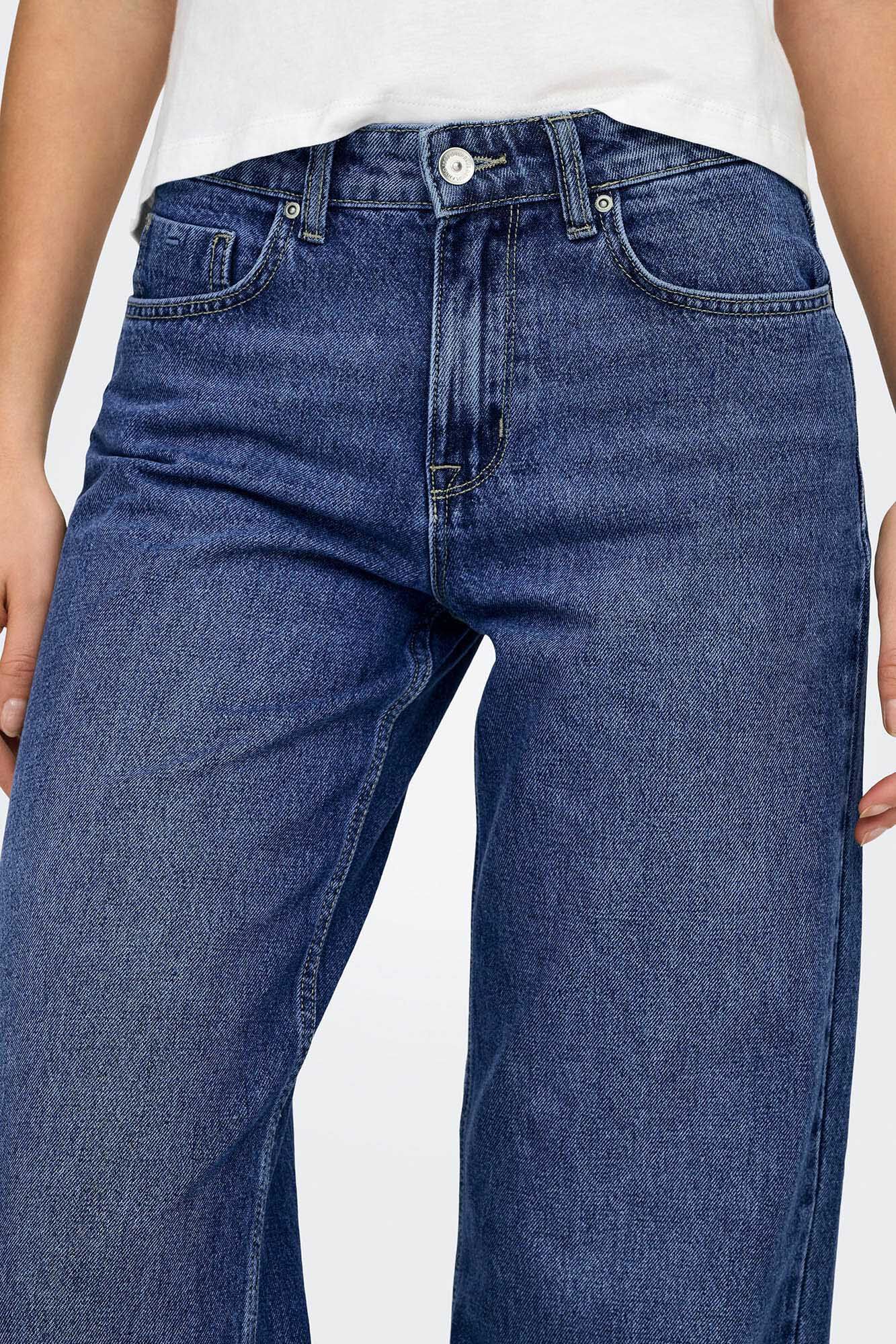 Springfield Damen Jeans – Reguläre Passform, 5-Taschen-Design, Mit Knopf & Reißverschluss