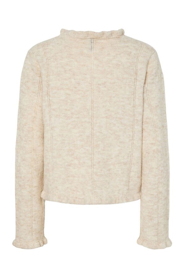 Pieces Ruffled cardigan with sleeve and neck grey