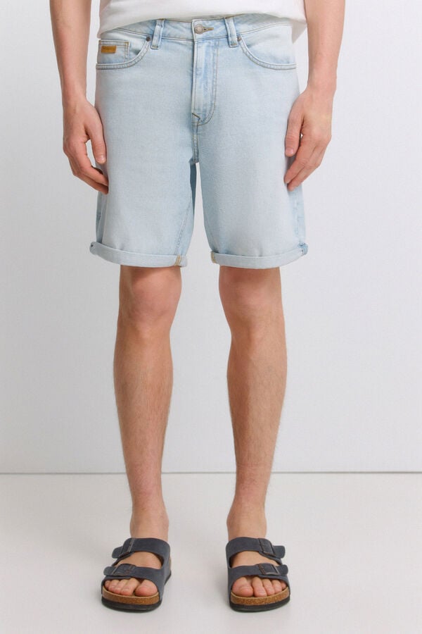 Springfield Ultra-light denim slim fit Bermuda shorts blue