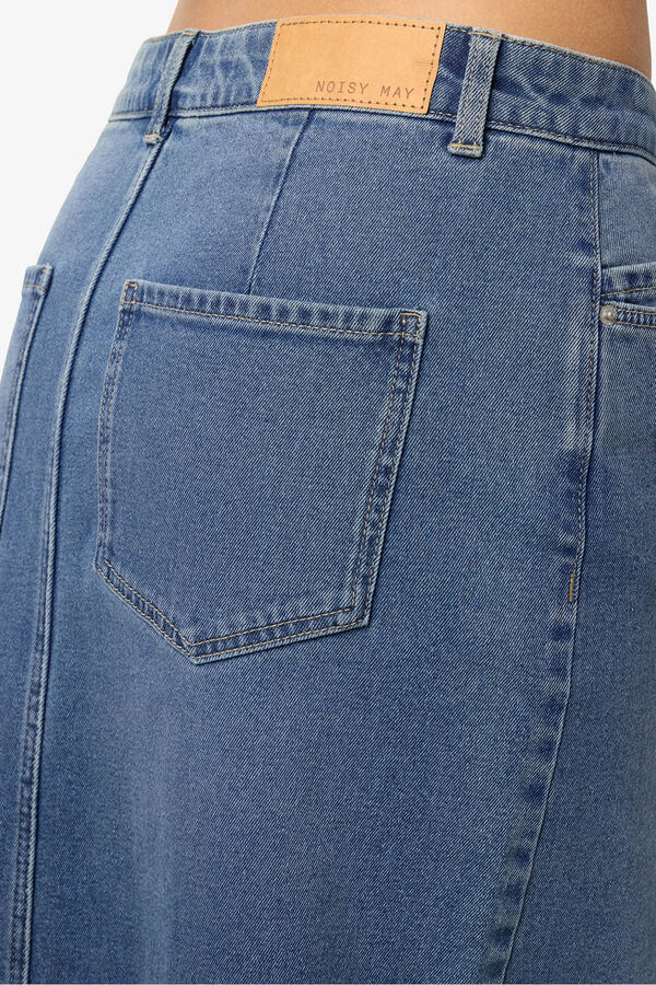 Noisy May Denim midi skirt blue