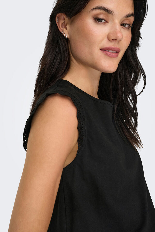 JDY Camiseta sin mangas encaje negro
