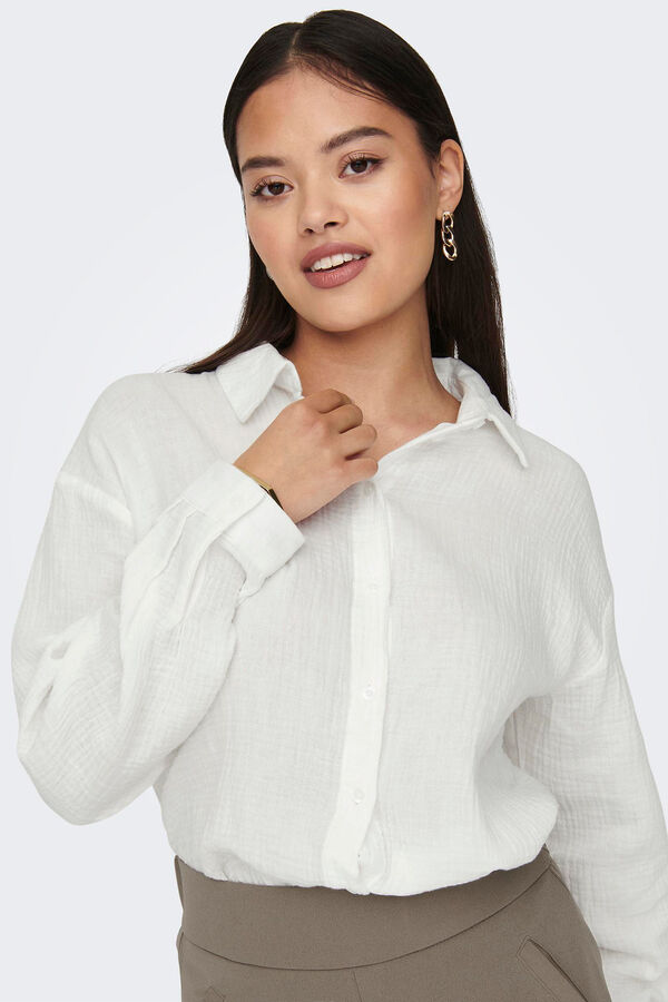 Springfield Button-up shirt with long sleeves white