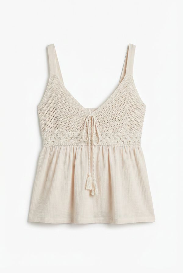 Springfield Top tirantes estructura crochet lazo marfil