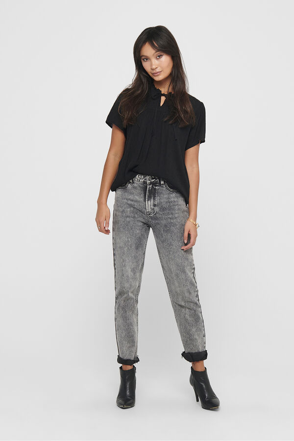 JDY Blusa manga corta plumeti negro