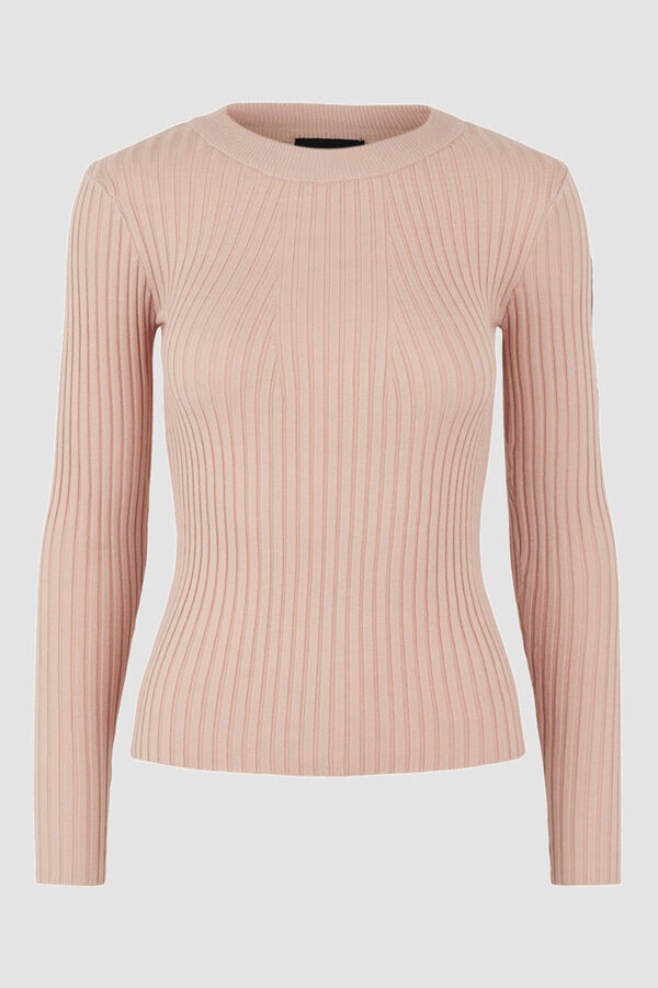 Springfield Basic jersey-knit jumper with ribbed construction and round neck. Long sleeves. pink