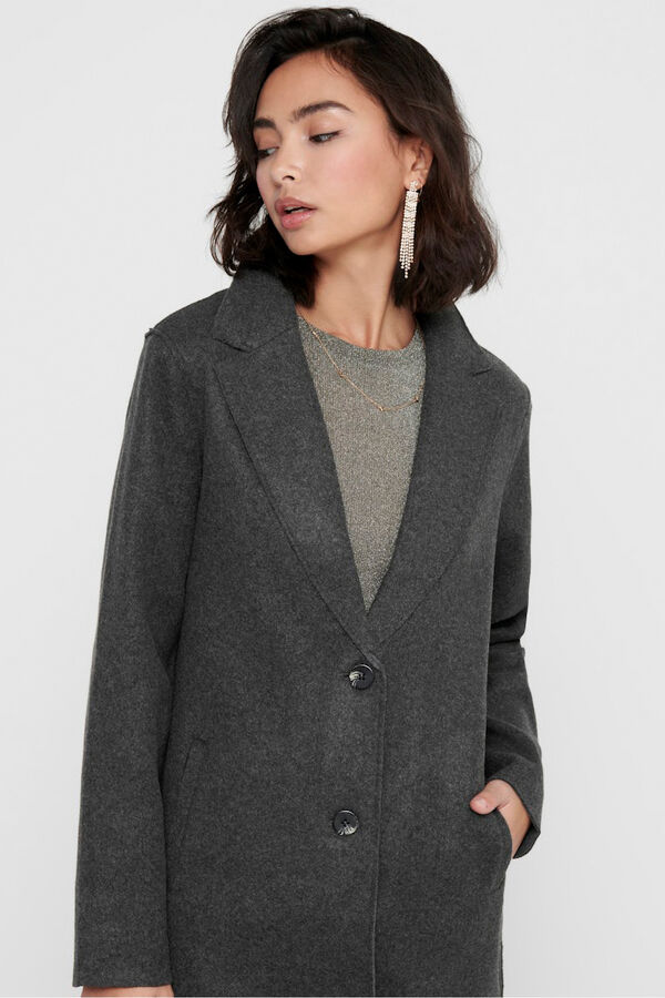 Only Abrigo midi de pa&ntilde;o gris